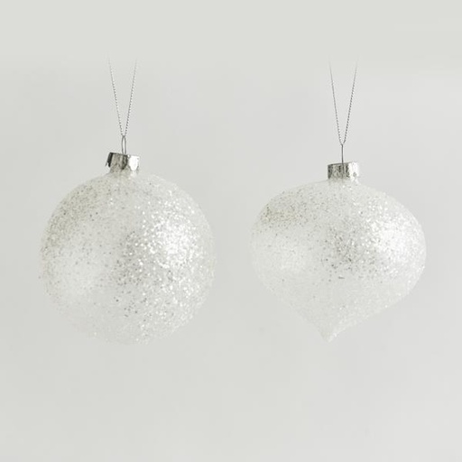 [600-42771] Bola de cristal transparente con purpurina, 2 formas, juego de 4 unidades, 10 cm