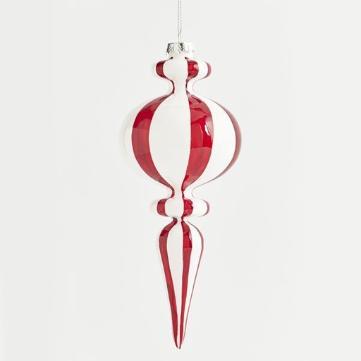 [600-42776] ADORNO DE CRISTAL, BLANCO Y ROJO, 21cm