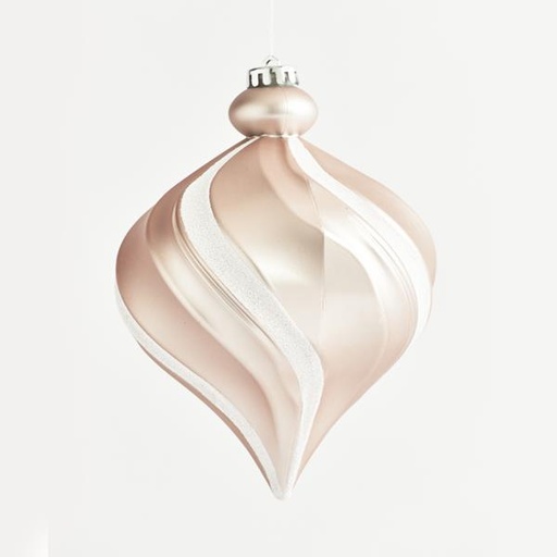 [600-42818] ADORNO DE PLÁSTICO, CEBOLLA, BLANCO Y CHAMPÁN, 15 cm