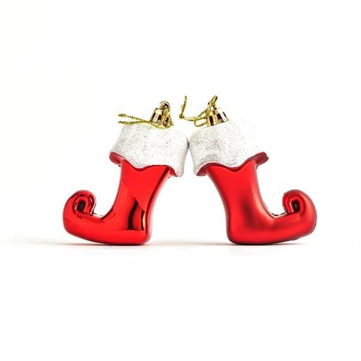 [600-42835] BOTAS DE PLÁSTICO ADORNO, ROJAS, 2 BRILLANTES, 2 MATE, SET DE 4 PIEZAS, 8 cm