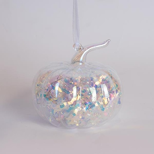 [600-42907] CALABAZA ILUMINADA DE CRISTAL, 10,8 cm