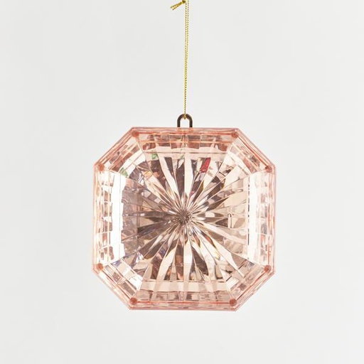 [600-44127] ADORNO COLGANTE, DIAMANTE, CUADRADO, ORO ROSA, 12x5x13cm