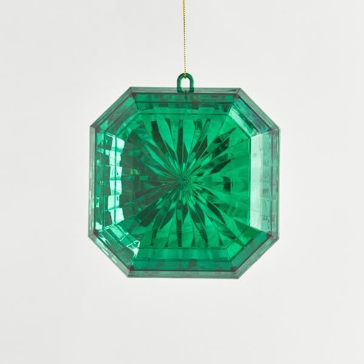 [600-44129] ADORNO COLGANTE, DIAMANTE, CUADRADO, VERDE ESMERALDA, 12x5x13cm