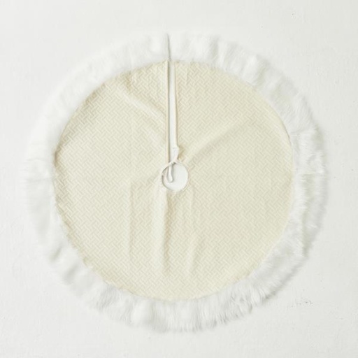 [600-44183] FALDA DE ÁRBOL, BLANCA, TERCIOPELO, 90 cm