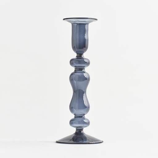 [600-44305] PORTAVELAS DE CRISTAL, NEGRO, 6,5x18,5cm