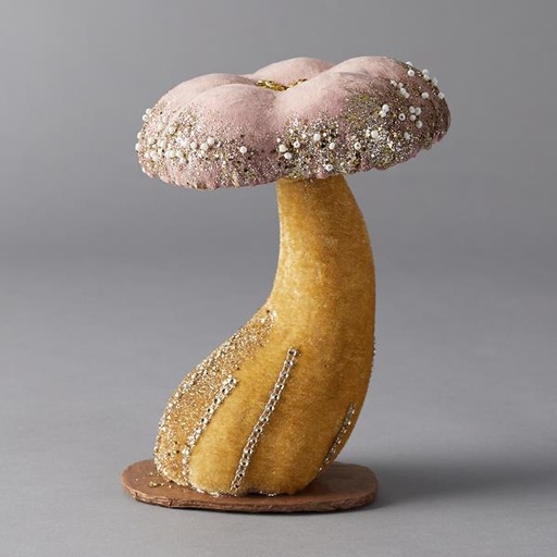 [600-44424]  SETA DE TERCIOPELO, ROSA, CON BRILLO, 16x16x23cm