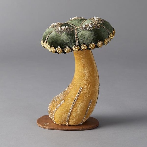 [600-44425]  SETA DE TERCIOPELO, VERDE, CON BRILLO, 15x15x23cm