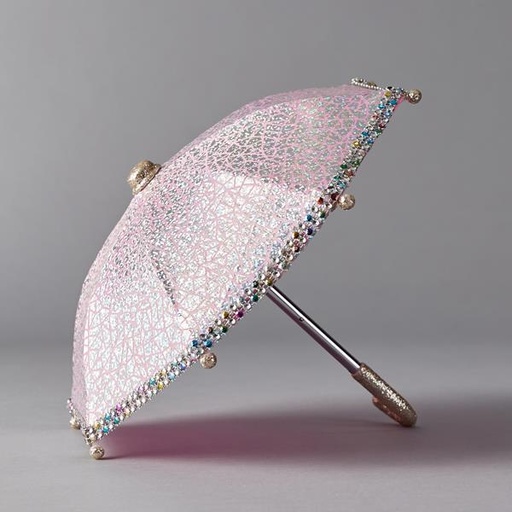 [600-44430] PARAGUAS, ROSA METALIZADO, CON BRILLO, 26x23cm