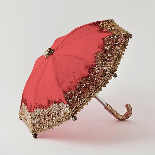 [600-44431] PARAGUAS DE TERCIOPELO, TERCIOPELO ROJO, CON BRILLO 26x23cm