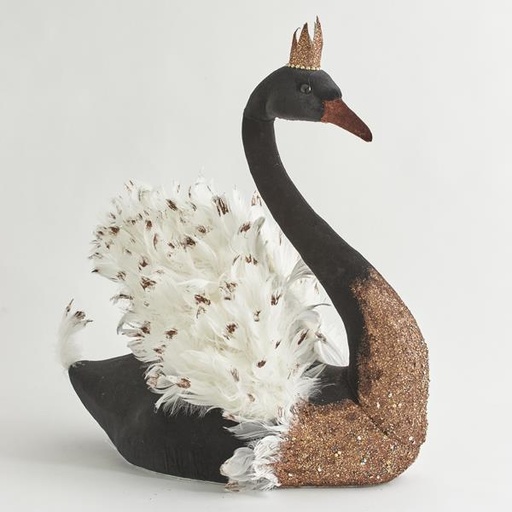 [600-44452] CISNE DE TERCIOPELO, NEGRO, CON BRILLO COBRE, 59 cm