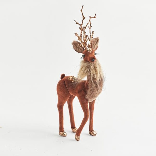 [600-44461] RENO DE TERCIOPELO, MARRÓN OSCURO, 13x5x29cm