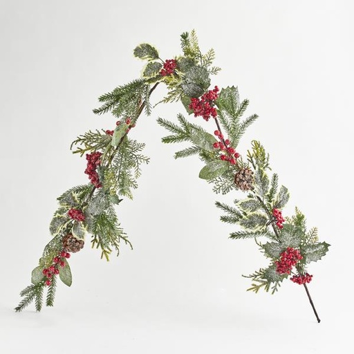 [600-45924] RAMITA CON HOJAS Y BAYAS 150cm