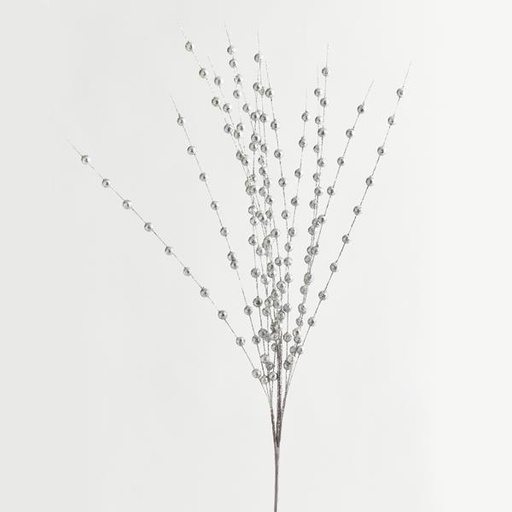 [600-45998] RAMITA, PLATEADA, CON PERLAS BRILLANTES, 150cm