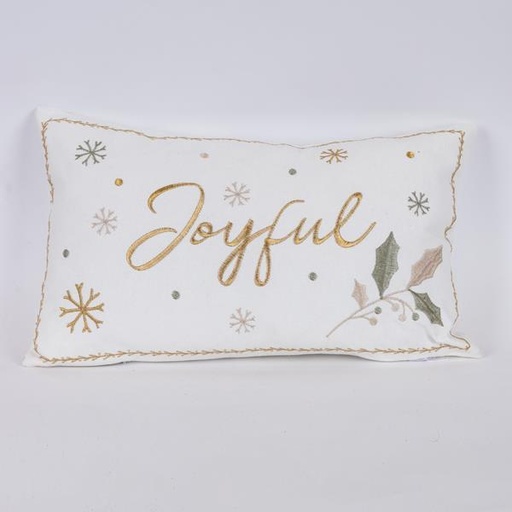 [600-46022] ALMOHADA BLANCA, CON SIGNO DORADO ALEGRE, 30x50cm