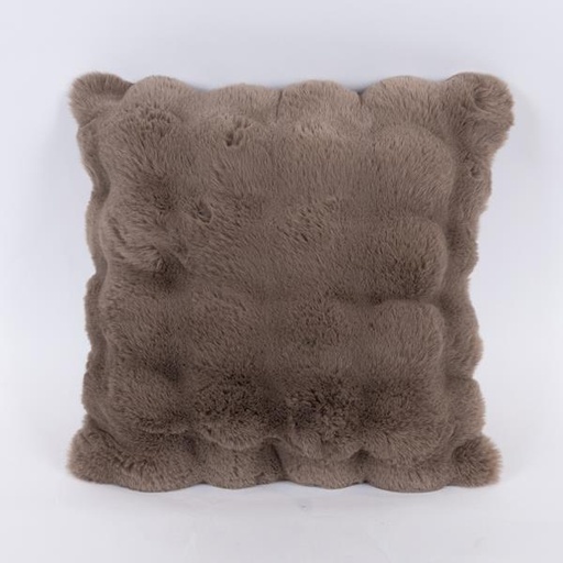 [600-46039] ALMOHADA DE PELO GRIS MARRÓN CON COLMENAS, 45x45cm