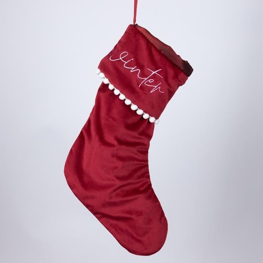 [600-46056] CALCETÍN, TERCIOPELO ROJO, 24x45cm