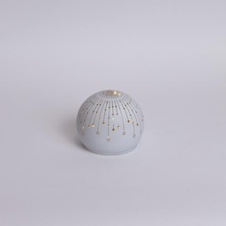 BOLA DECORATIVA DE CRISTAL ILUMINADA, BLANCA MATE, CON ESTRELLAS, 10 cm