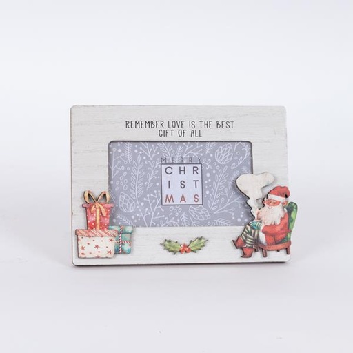 [600-46081] MARCO DECORATIVO CON PAPÁ NOEL, BLANCO, 1,2x18x13cm