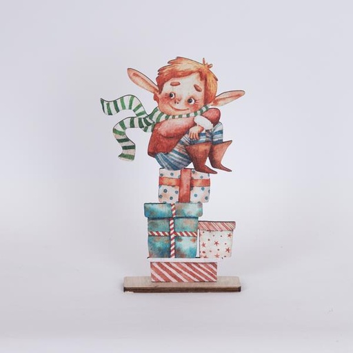 [600-46094] DECORACIÓN DE MADERA CON DUENDE, 4,5x17x27,5cm