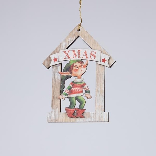 [600-46097] ADORNO DE MADERA CON RENO, 9x12cm