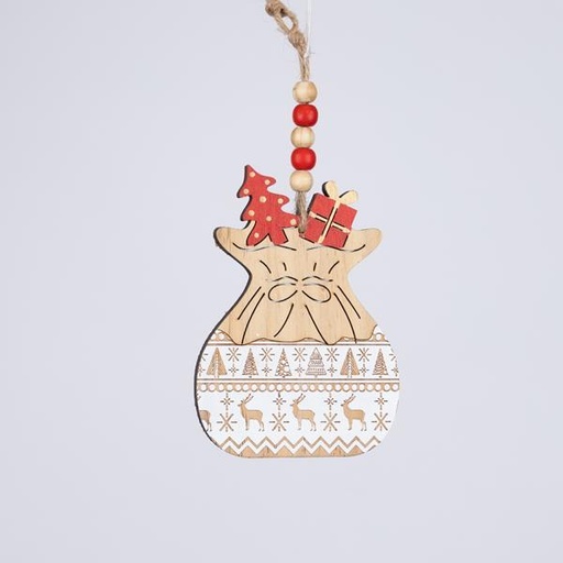 [600-46107] SACO DE MADERA PARA ADORNOS CON REGALOS, 0,8x8,5x21cm