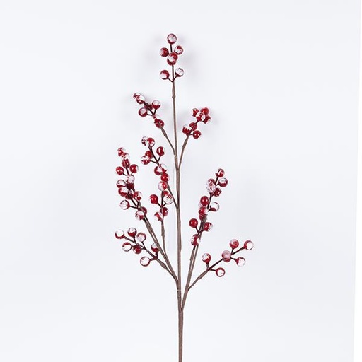 [600-46135] RAMITA CON BAYAS ROJAS NIEVADA, 65cm