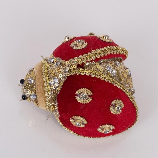 [600-46182] MARIQUITA, TERCIOPELO ROJO CON DECORACIONES DORADAS, 5x9x13cm