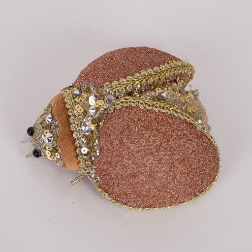 [600-46183] MARIQUITA ROSA CON DECORACIONES DORADAS, 5x9x13cm