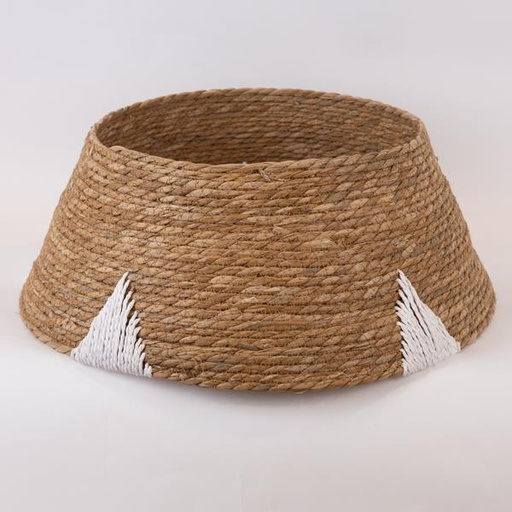 [600-46191] FALDA DE ÁRBOL, PAJA CON DETALLES BLANCOS, 35x58x23cm