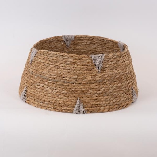 [600-46192] FALDA DE ÁRBOL, PAJA CON DETALLES GRISES, 31x45x21cm