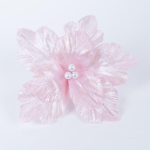 [600-46204] MAGNOLIA, ROSA IRIDISCENTE, CON PERLAS BLANCAS, 23x15cm