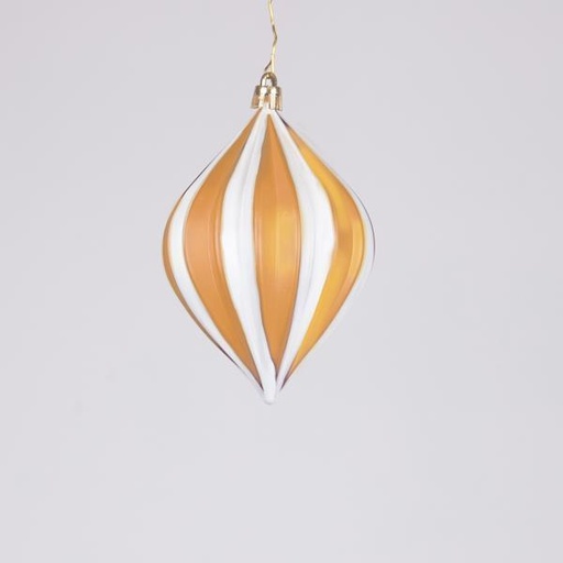 [600-46287] Adornos de plástico, dorado y blanco, juego de 3 piezas, 10 cm