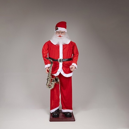 [600-46311] PAPÁ NOEL CON SAXOFÓN, CON MÚSICA Y MOVIMIENTO, 180cm