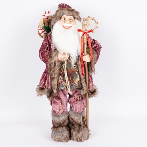 [600-46355] PAPÁ NOEL CON ROPA ROSA BORGOÑA, 60 cm