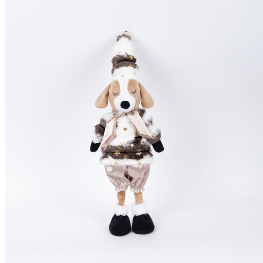 [600-46422] NIÑO PERRO, CON ROPA MARRÓN, 53 CM