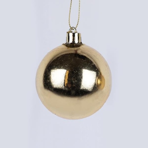 [600-46435] BOLA DE PLÁSTICO, DORADA, BRILLANTE, SET DE 6 PIEZAS, 10 CM