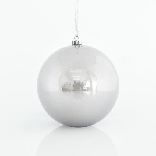 [600-46437] BOLAS DE PLÁSTICO, COLOR GRIS PERLADO, JUEGO DE 6 UNIDADES, 10 CM