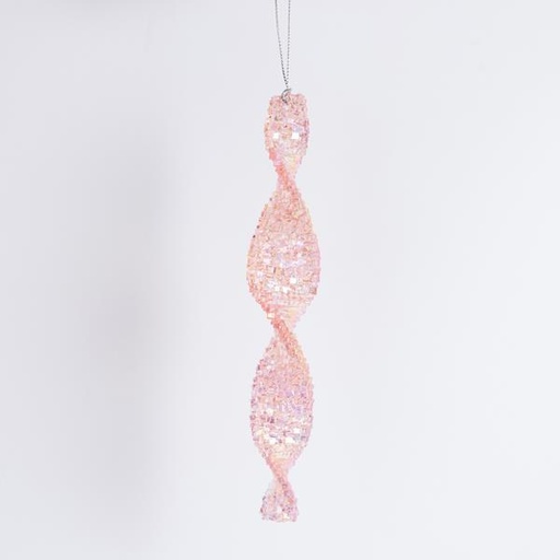 [600-46442] ESTALACTITA ACRÍLICA, ESPIRAL, ROSA, 19 CM