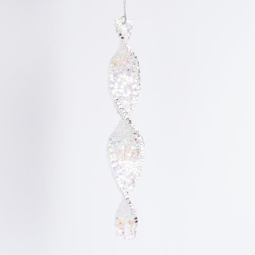 [600-46443] ESTALACTITA ACRÍLICA, ESPIRAL, IRIDISCENTE, 19 CM