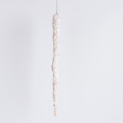 [600-46444] ESTALACTITA ACRÍLICA, PERLA BLANCA, 23 CM