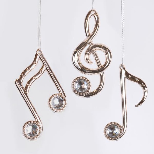 [600-46450] ADORNO ACRÍLICO, NOTAS MUSICALES, ORO ROSA, 14,5CM