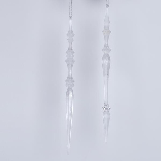 [600-46451] ESTALACTITA ACRÍLICA, CONGELADA, TRANSPARENTE, 2 DISEÑOS, 30,5CM