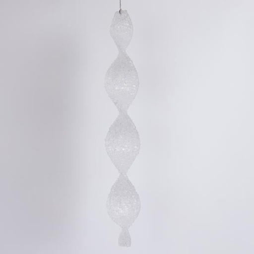 [600-46453] ESTALACTITA ACRÍLICA, ESPIRAL, BLANCA, CONGELADA, CON BRILLO, 30 CM