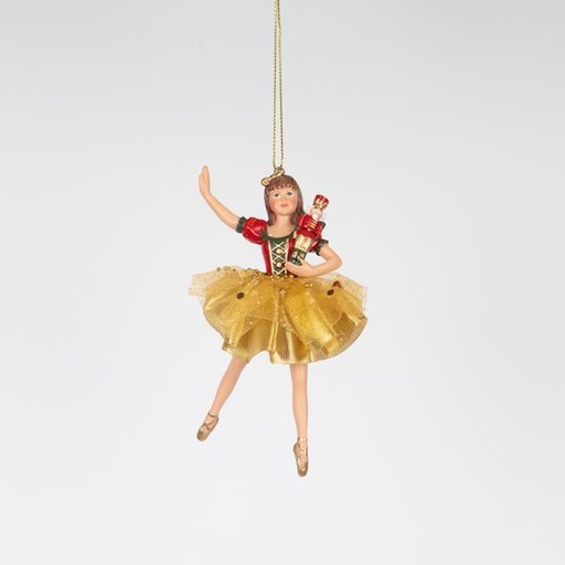 [600-46468] BAILARINA CON CASCANUECES Y FALDA DORADA, 13CM