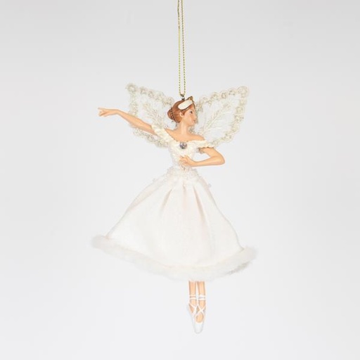 [600-46469] HADA CON FALDA DE PELO BLANCO, PIRUETA, 15,5 CM