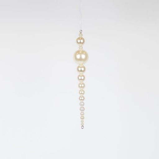 [600-46474] ESTALACTITA CON PERLAS, BLANCA, 15CM