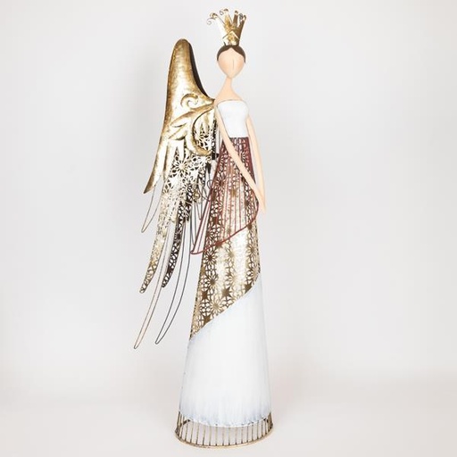 [600-46488] PRINCESA METÁLICA CON VESTIDO DE ORO BLANCO, 76,84CM