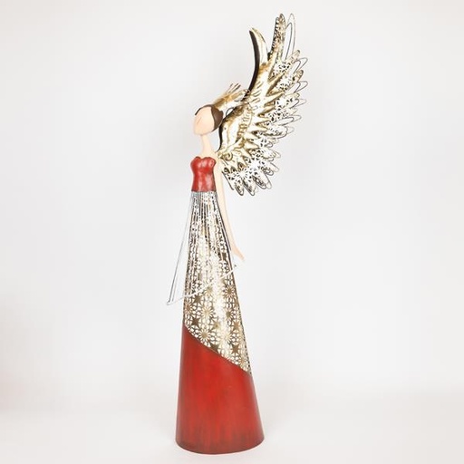 [600-46489] PRINCESA METÁLICA CON VESTIDO ROJO DORADO, 81,92CM