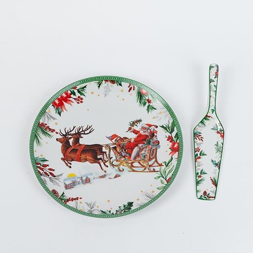 [600-46499] PLATO CON ESPÁTULA, ESCENA NAVIDEÑA, 27CM