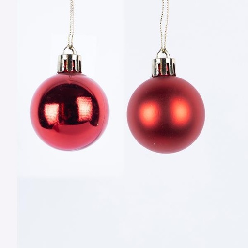 [600-46516] PELOTAS DE PLÁSTICO ROJAS, BRILLANTES Y ALFOMBRILLAS, SET DE 6 PIEZAS, 4 CM (TOP 120)